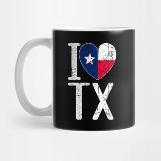 I Love Tx featured with cool distressed Heart Shaped with Texas Flag STATE-6 Mug